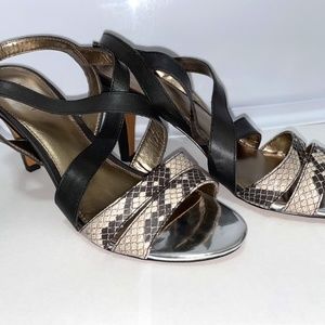 Leather Straps Snake Dress Heels Sandals Shoes